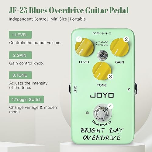Miniatura 2 de JOYO Pedales de efecto de guitarra Overdrive Blues, Overdrive de alta ganancia desde tonos vintage hasta modernos para guitarra eléctrica, True