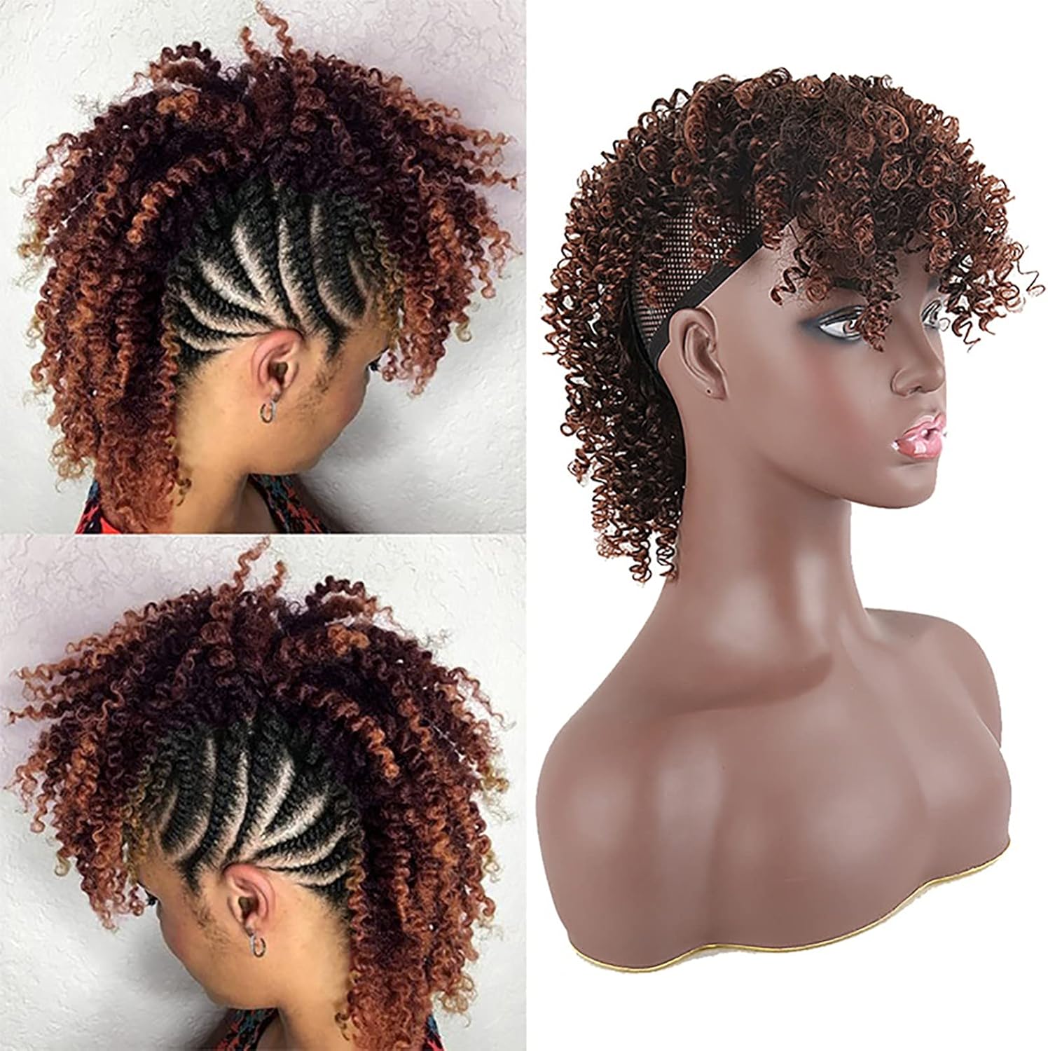 Amazon.co.jp: Short Hentai Curly Afro Ponytail Hair, Artificial Curly with  Bangs Bangs, Extension Hairpiece with 2 Plastic Comb Bang Clip for Women 6  Inch Punk Wig G : Beauty