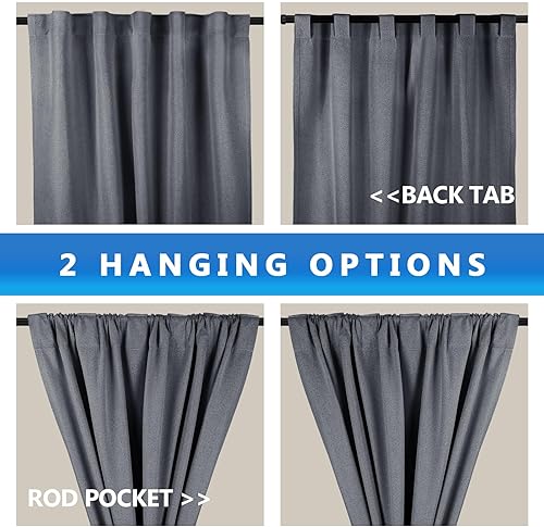 Miniatura 4 de Cortinas de lino 100% opacas para dormitorio, cortinas opacas de 84 pulgadas de largo, juego de 2 paneles de cortinas para sala de estar, cortinas