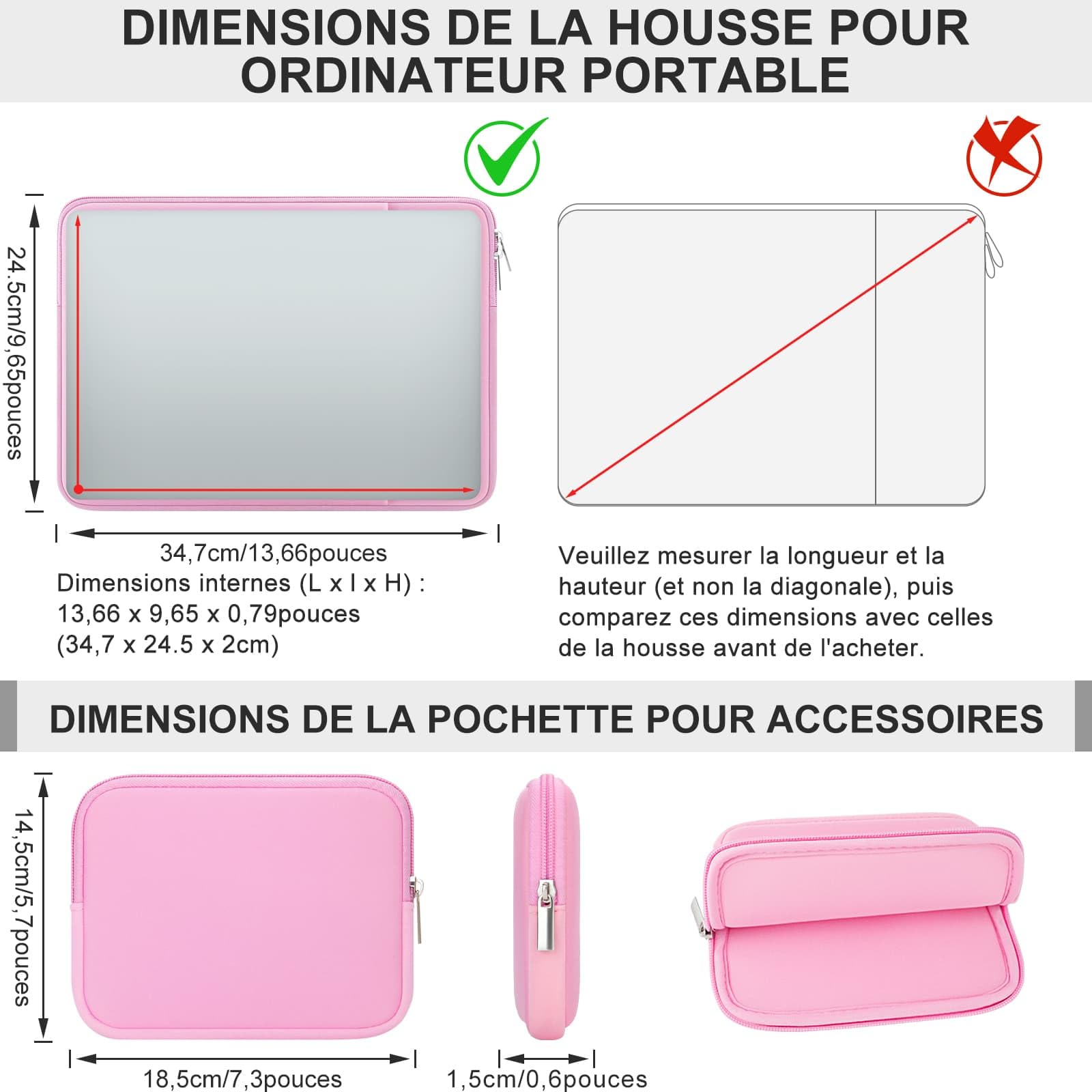 RAINYEAR Housse pour Ordinateur Portable Compatible avec Notebook Chromebook Ultrabook 13,3 Pouces, Macbook Air 13 Pouces A1369 A1466 Macbook Pro A1278 Étui de Protection (Rose)