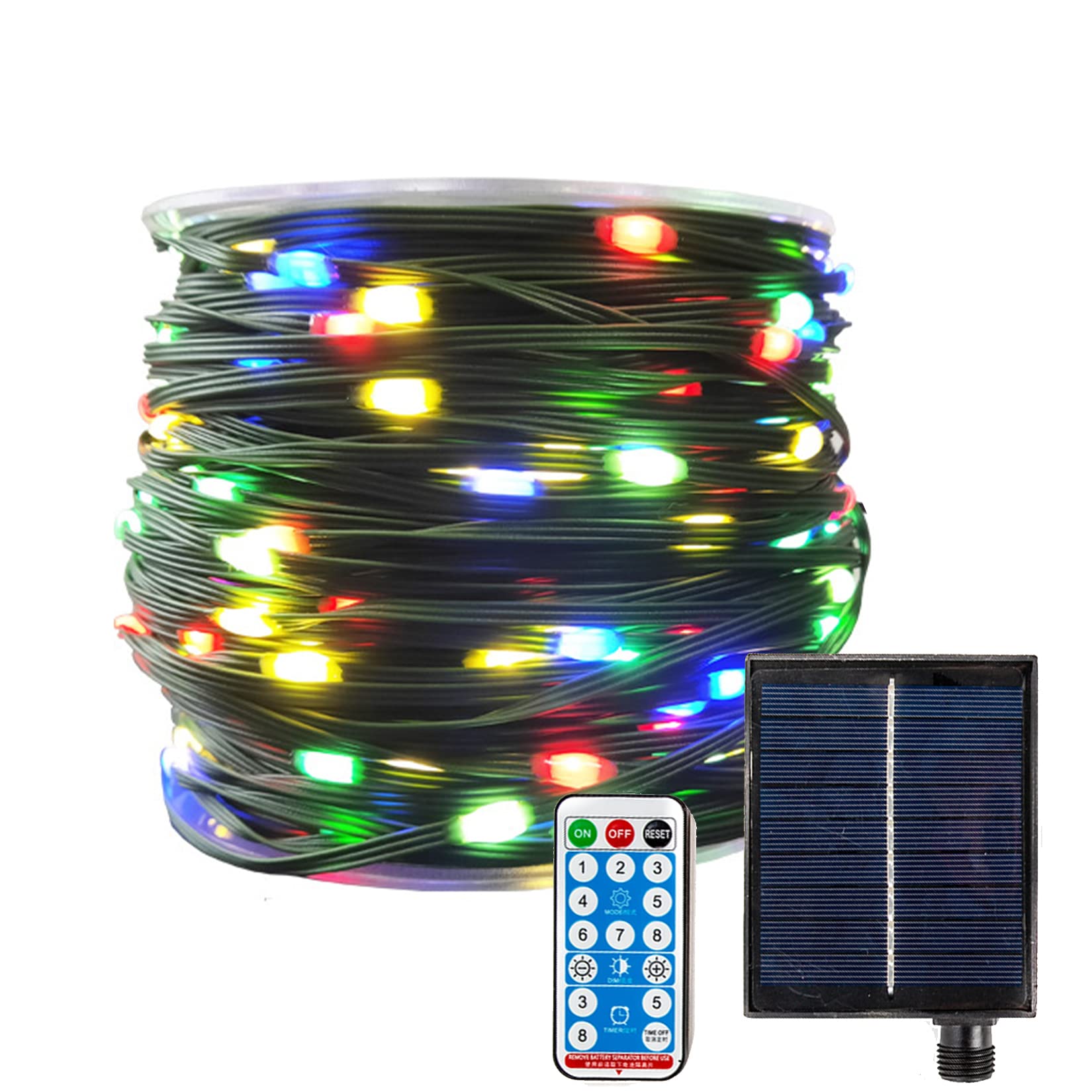 Ghirlanda Solare da Esterno Luminosa, Catena Luminosa Solare Impermeabile 8 Modalità Telecomando Filo di Rame Luci Stringa Decorative Per Giardino (Multicolore, 52)