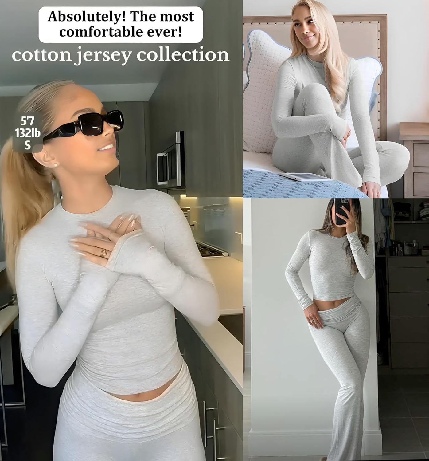 Women's 2 Piece Lounge Set Long Sleeve Crop Top and High Waisted Flare Pants Soft Knit Loungewear Outfit - Image 7