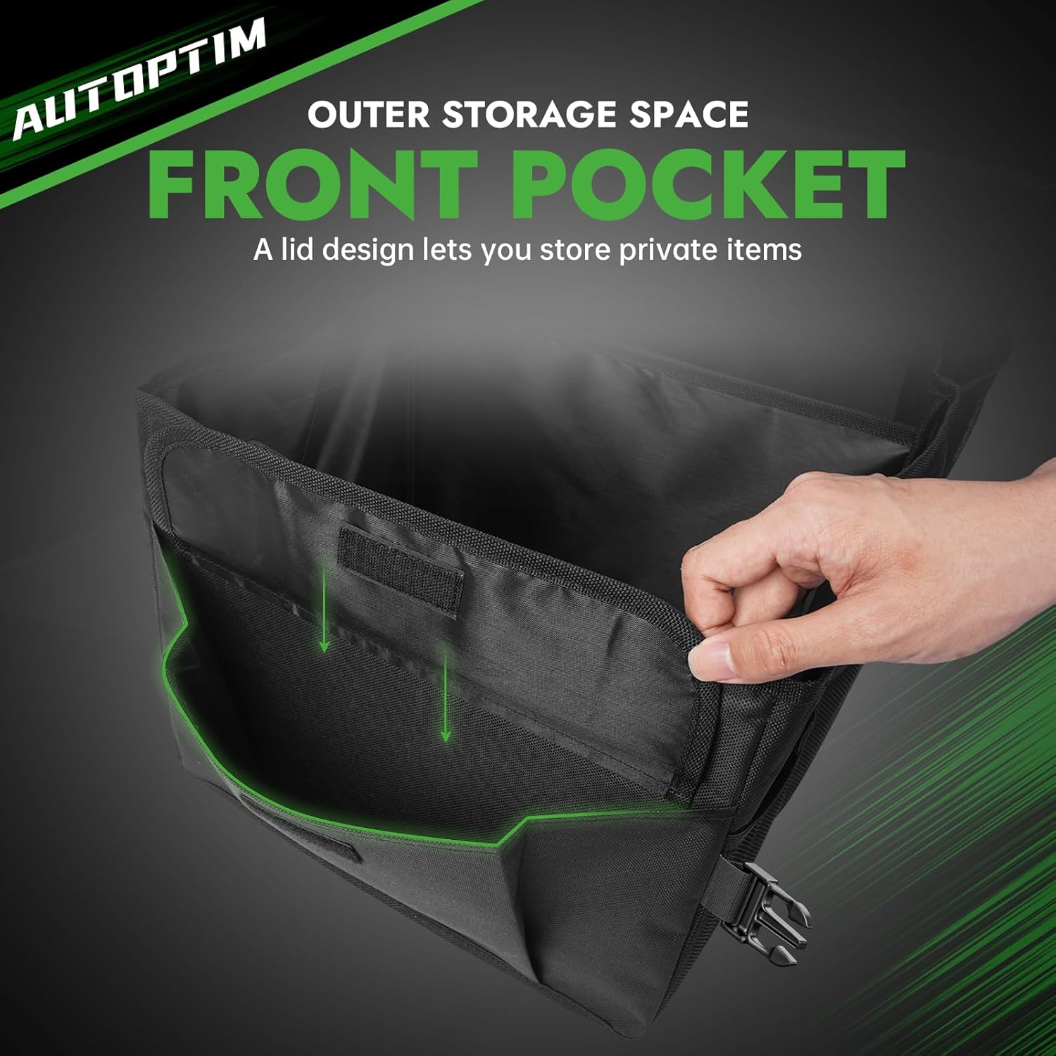 AUTOPTIM Car Trunk Organizer - 85L Collapsible Car Organizer with Non Slip Bottom for Groceries, Trunk Storage with Base Panel for SUV Sedan Van, 3 Compartments (Black, Large)