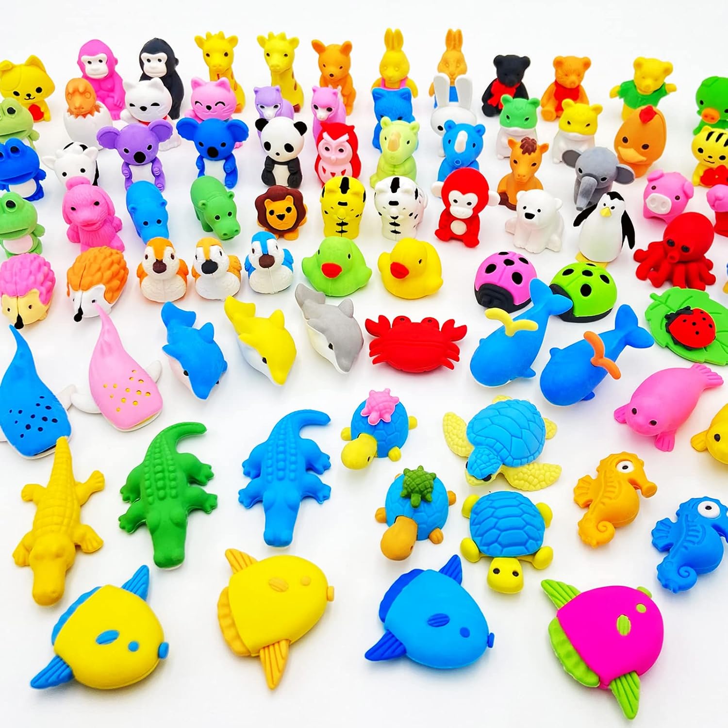 90Pcs Animal Erasers Desk Pets for Kids Mini Animal Erasers