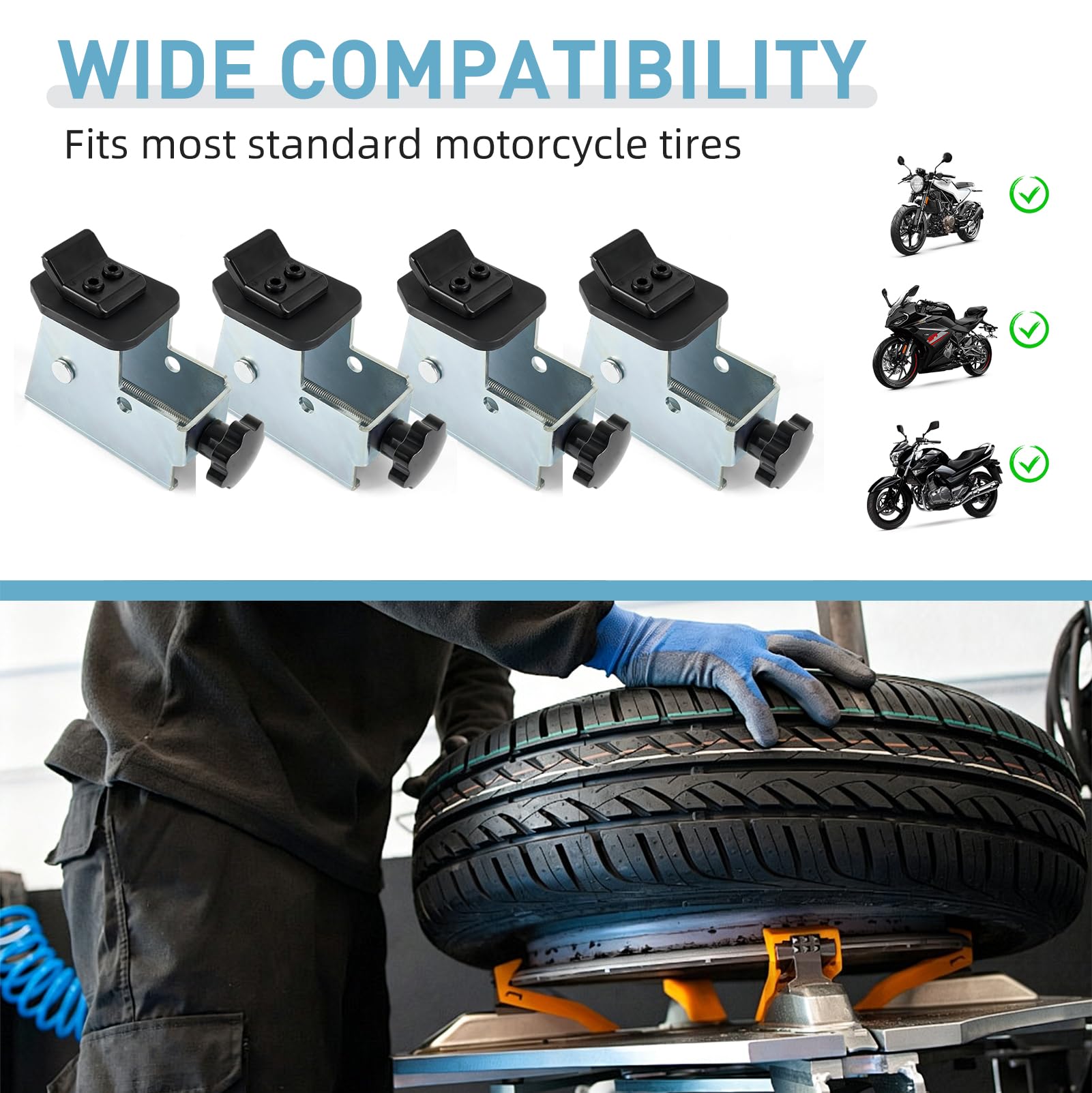 4tlg Motorradreifen Adapter Kompatibel mit Motorrad Motorradreifen, Reifenwechsler zum Montieren und Demontieren