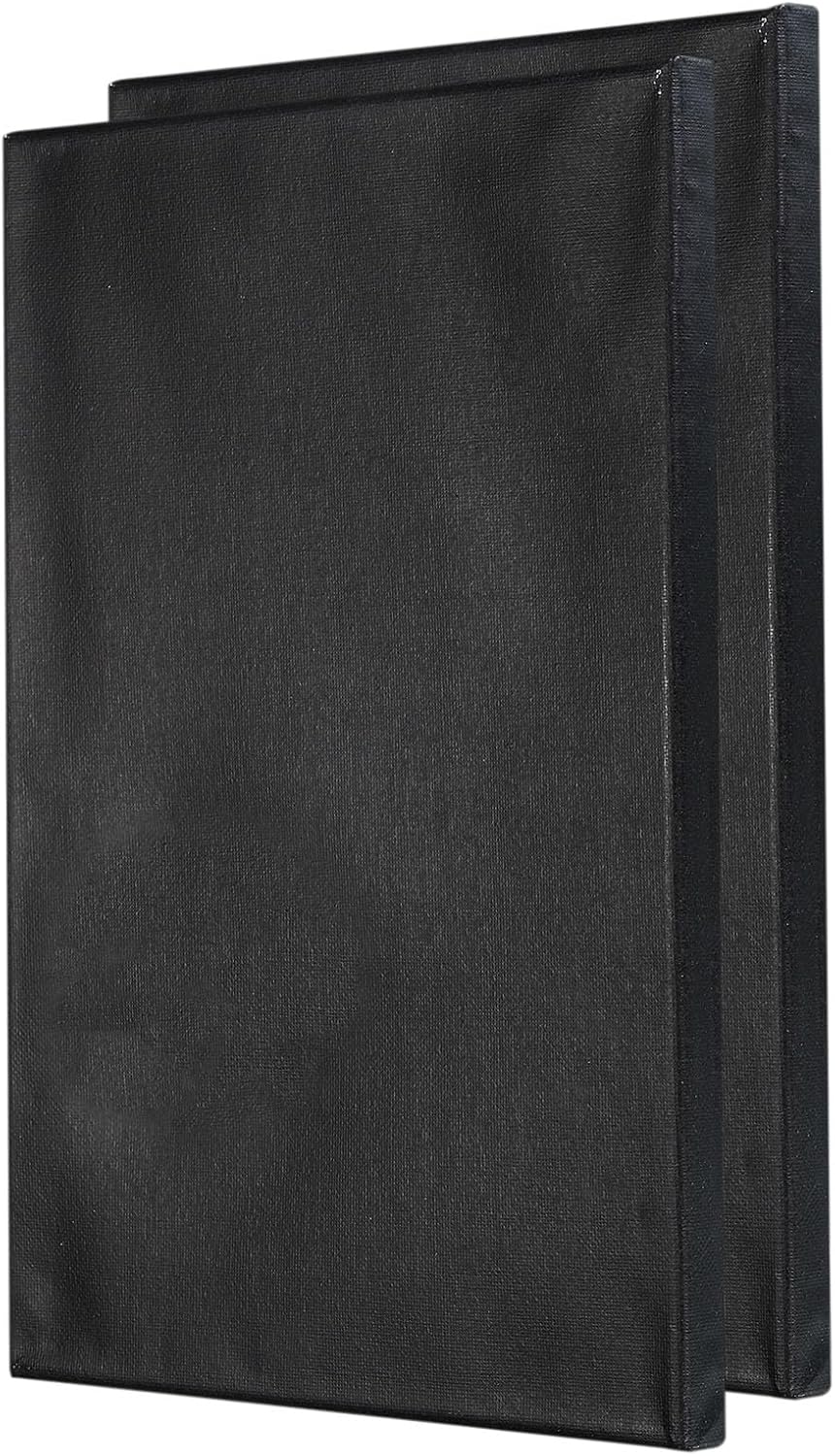 YOKIVE 2 Pcs Paint Canvases, Rectangle Wood Frame Stretched Blank Art Board Panels | Great for Painting Projects, Watercolor(Black, 8x12 Inch)