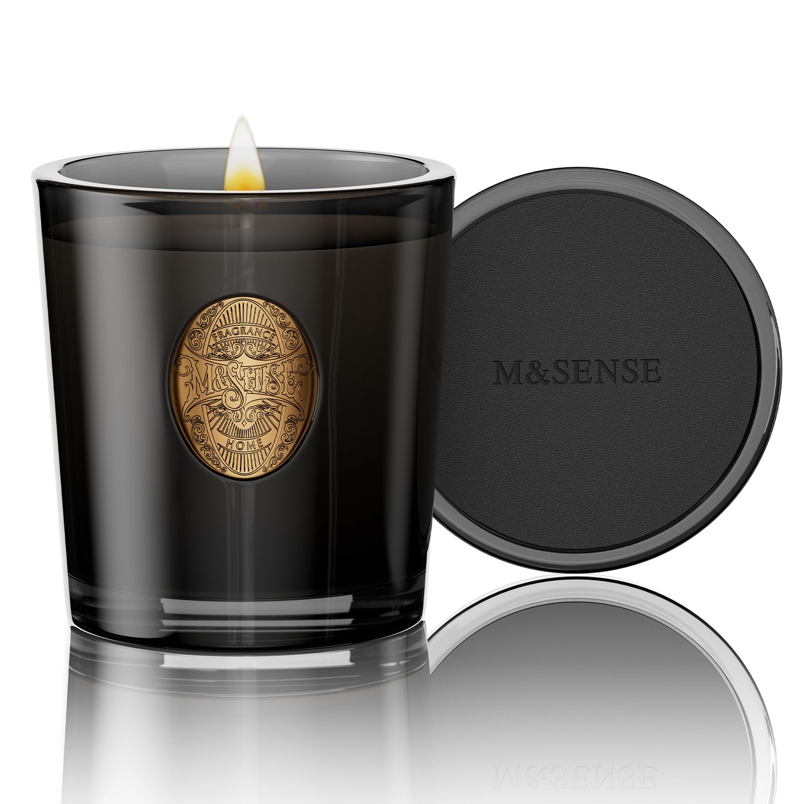 M&SENSE Oud Holz Duftkerze 260g Natürliche Soja-Kerze 55 Stunden Brenndauer
