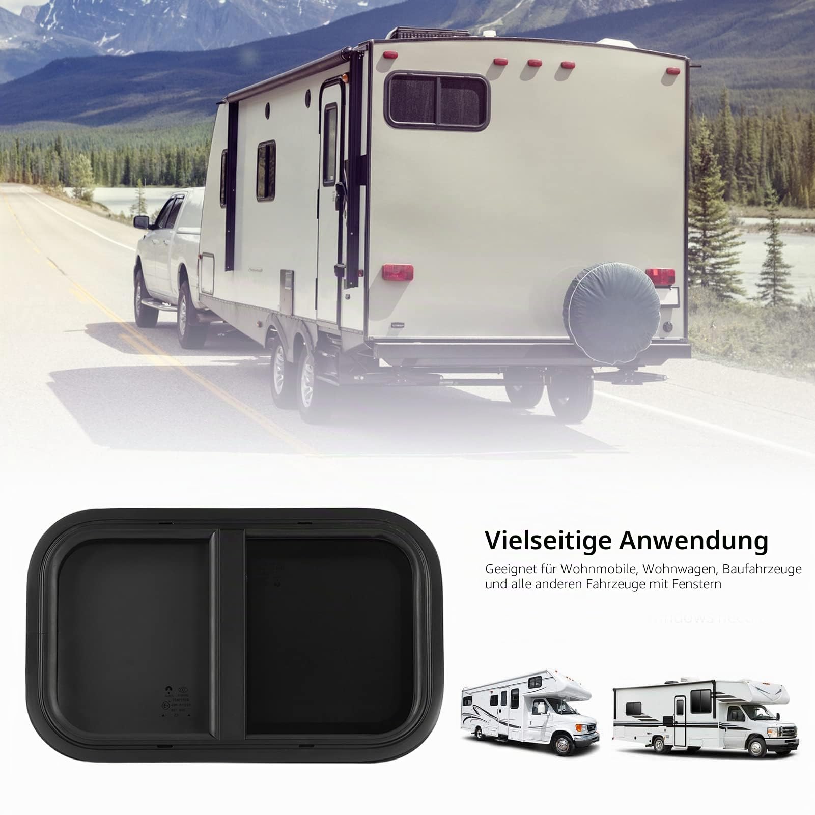 Camper Fenster mit Fliegengitter, Caravan Seitenfenster Push Up Ausstellfenster Insektenschutz Sonnenschutz Fliegengitter Wohnwagenfenster, für RV Wohnwagen Wohnmobil Caravan