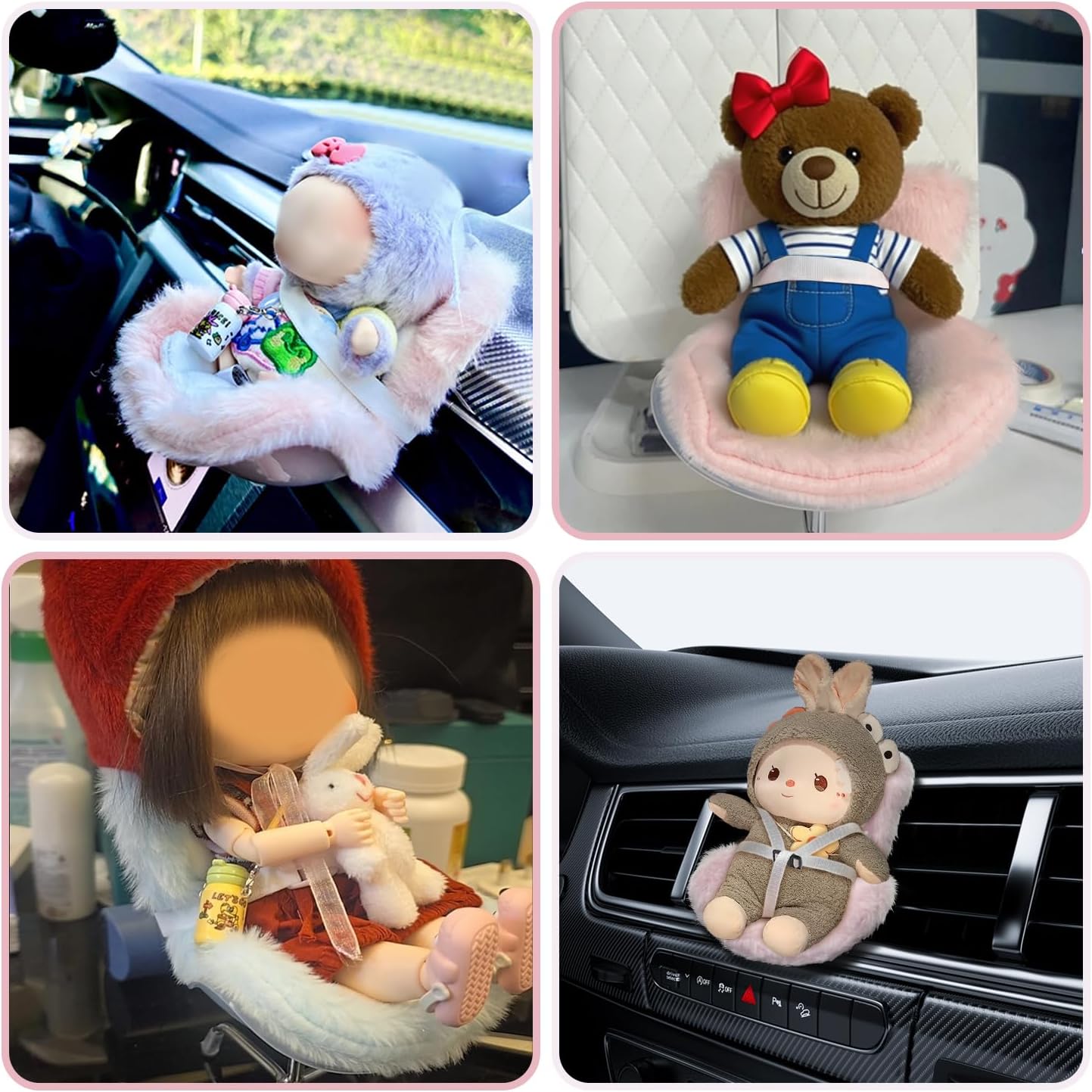 ドールカーシート 17cm人形用 通気口クリップとデスクトップスタンド付き キュートで機能的な車のオーナメント ブラインドボックス人