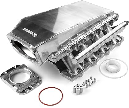 Speedmaster 1-148-054 Compatible with Ford 5.0L Coyote 2pc Fabricated High RamAir 98mm 4 Bolt EFI Intake Manifold Polished