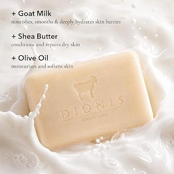 Dionis Goat Milk Hand & Body Soap Bar, Milk & Honey, 3 oz, 3 Pack | Gift Set, Moisturizing Hand & Body Soap Bar with with Shea Butter and Olive Oil, Triple Milled, Safe for Sensitive Skin