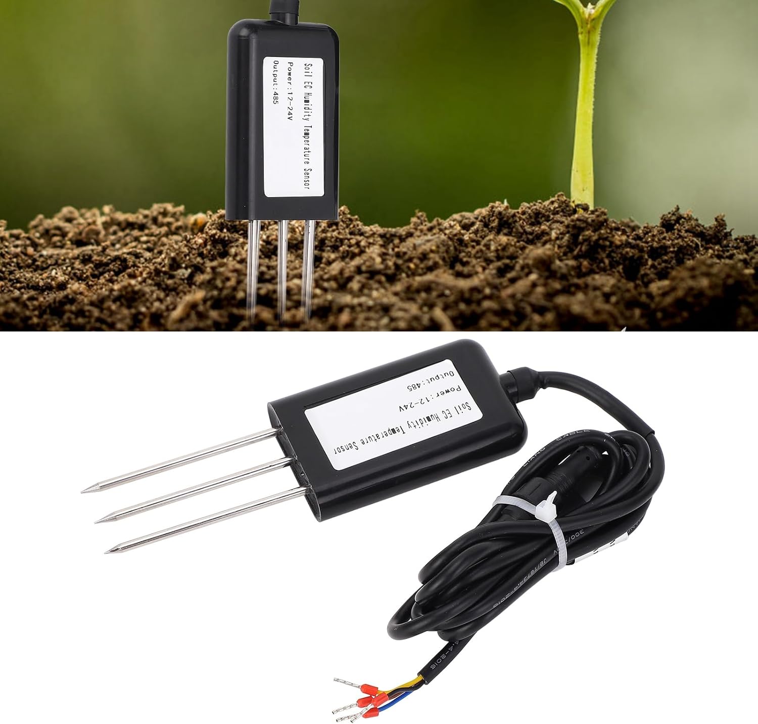Soil Fertilizer Detector Tester Meter, NPK Sensor with IP68 Waterproof, 316 Stainless Steel for Garden and Greenhouse Monitoring - Durable Construction, High Sensitivity, Easy to