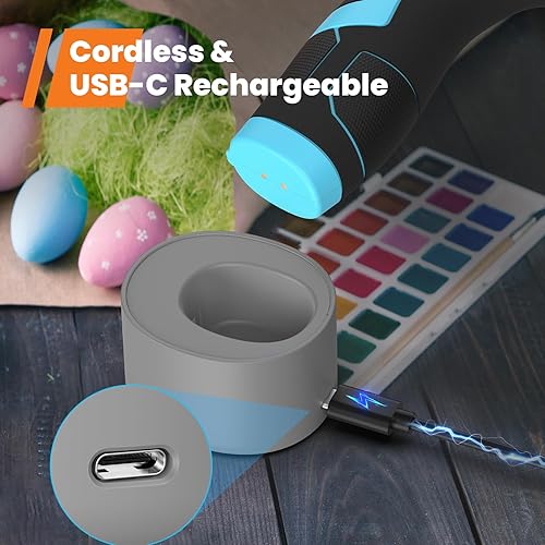 Miniatura 9 de GoGonova Pistola de pegamento inalámbrica, precalentamiento rápido de 15 segundos, pistola de pegamento caliente inalámbrica de 2 Ah con 25 barras