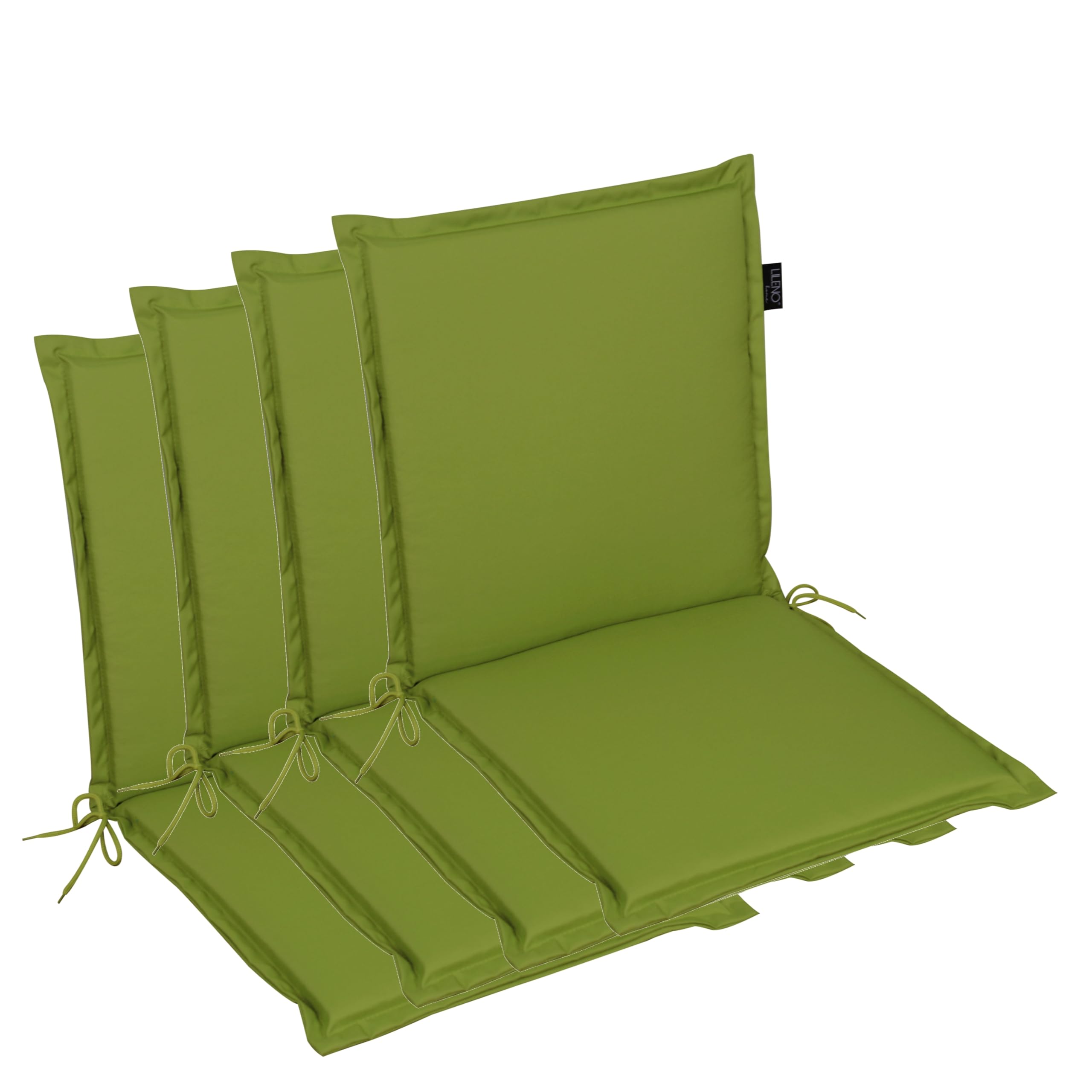 LILENO HOME MIA Lot de 4 coussins pour chaise de jardin à dossier bas, vert pomme, confortables comme coussins d'assise pour meubles de jardin, coussins de chaise pour chaises de jardin et chaises