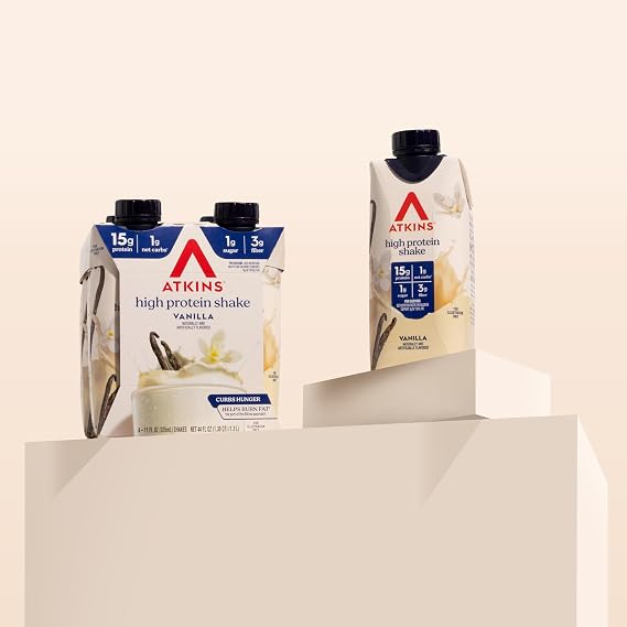 Atkins Vanilla High Protein Shake, 15g Protein, 12 Count