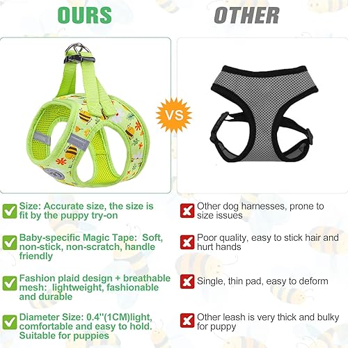 Miniatura 5 de BEAUTYZOO Juego de arnés y correa para perro, arnés reflectante con patrón floral para perro, sin tirones, sin estrangulamiento, arnés para