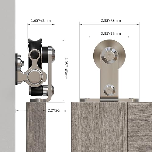 Miniatura 6 de CCJH Kit de hardware de puerta de granero de pista deslizante de acero inoxidable de 4 pies48 '' para una sola puerta resistente
