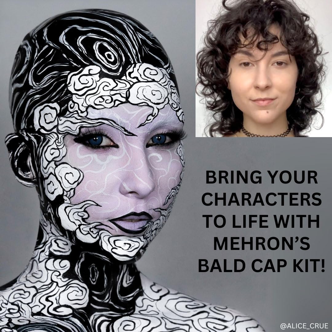Mehron Makeup Premium Character Kits| Makeup Kits for Halloween & Cosplay| Made in the USA | Complete Kit | Includes Tools & Instructions on How to Create the Look | (Bald Cap) - Image 4
