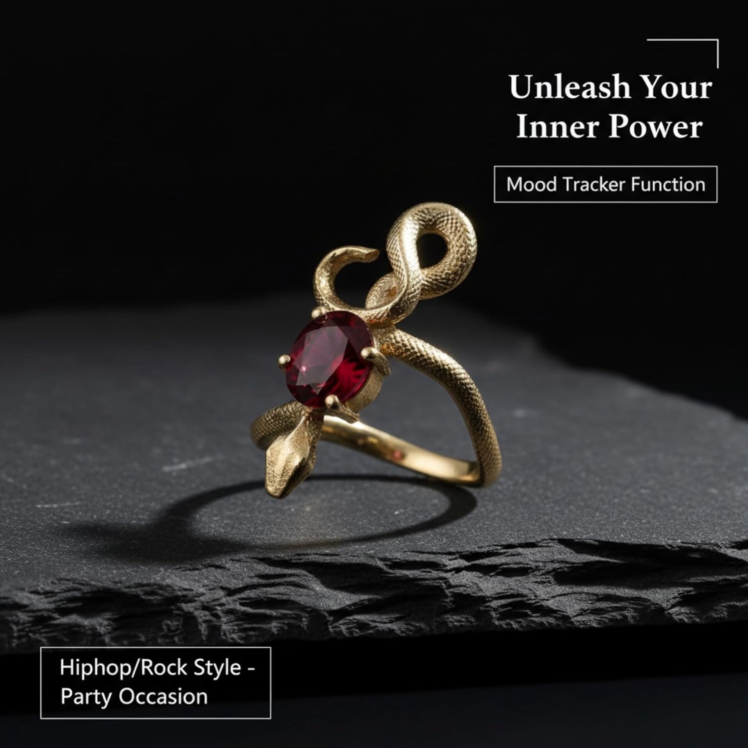 1PC Vintage Unique Snake Imitation Emerald Zirconia Gold Color Ring For Women Men Punk Gothic Snake Birthday Party Jewelry Gift TH64