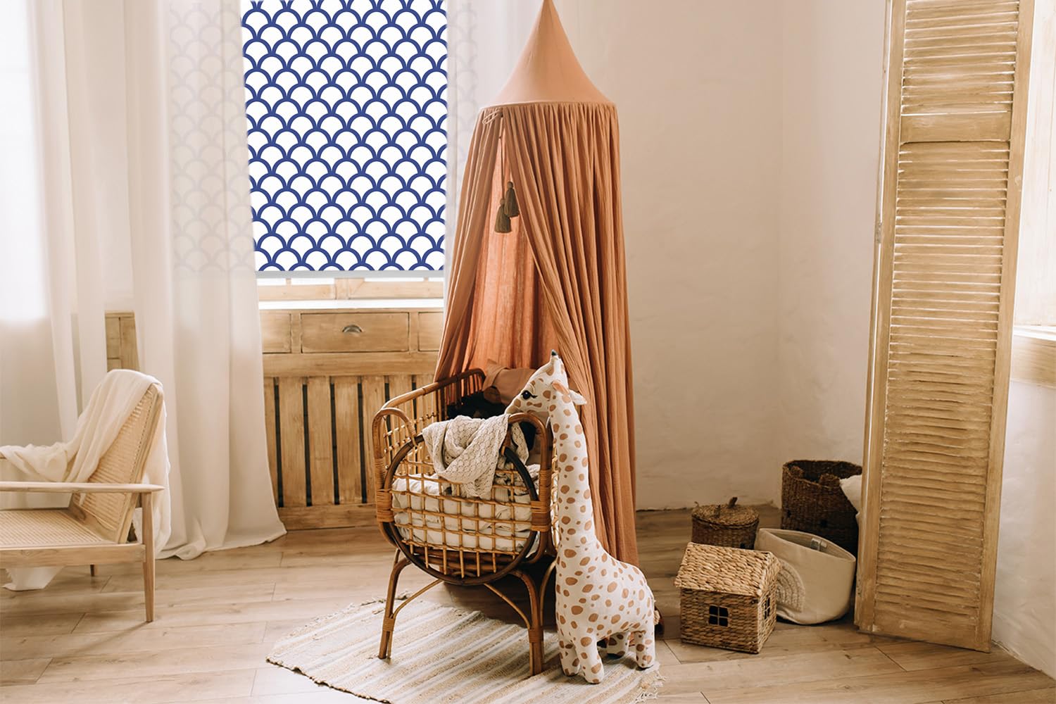 Tulup Oscurecedora con Estampado Persiana - Escamas Azules