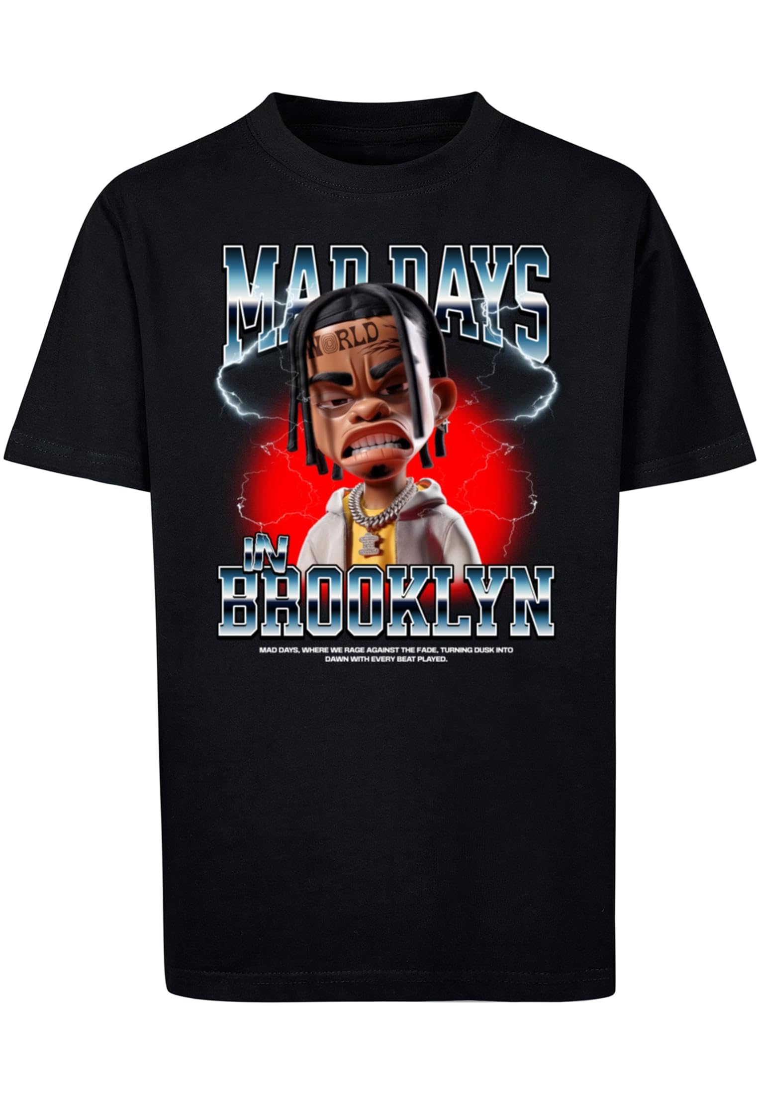 Mister Tee Mad Days in Brooklyn Tee, Black, 158-164