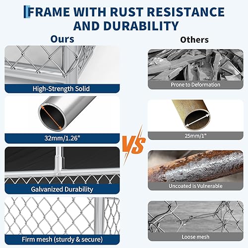 Miniatura 3 de Perrera grande para perros al aire libre con techo, cerramiento resistente para perros al aire libre, cerca de mascotas para patio, perrera, jaula