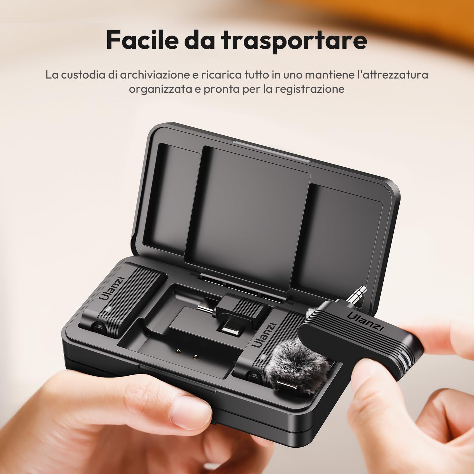 ULANZI A100 Microfono Lavalier per Cellulare e Fotocamera, Mini Microfono USB C, Durata Batteria 13.5H, Microfoni Bluetooth Portatile per Video, Live Streaming, YouTube, TikTok, Vlog, Interviste