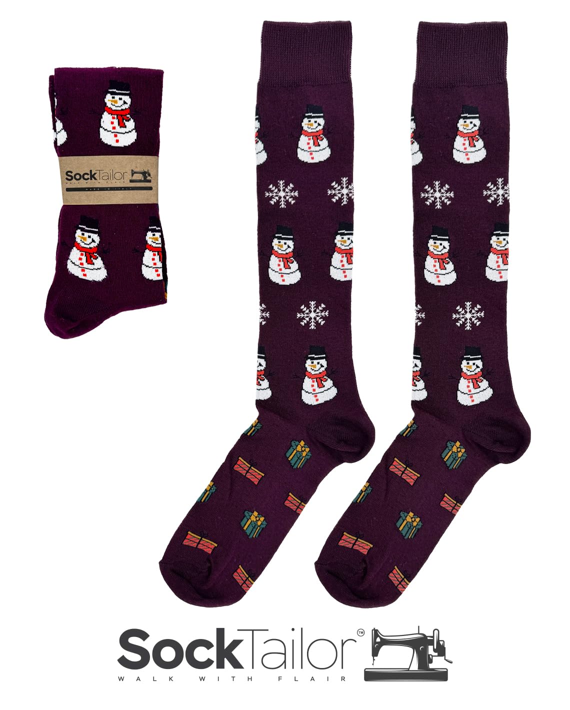 Calze Natalizie Uomo Lunghe in Caldo Cotone, Calzini Natale Eleganti Fantasia Invernale, Idea Regalo Originale Tre Quarti