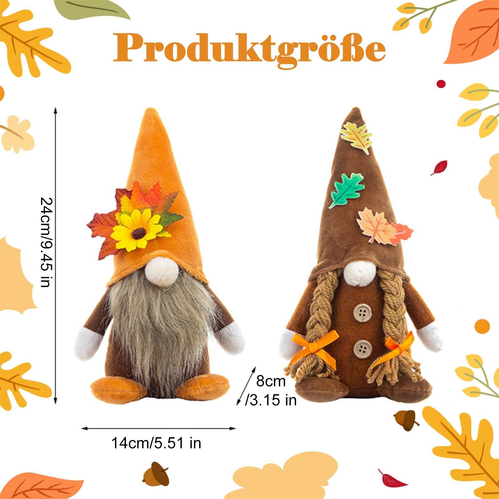 Herbst- aus Plüsch, Thanksgiving-Herbst-Zwerge mit Sonnenblume, Sammelpuppe für Zimmer, Schreibtisch, Schlafsaal, Urlaub, Schule, Wohnung, Büros, Desktop