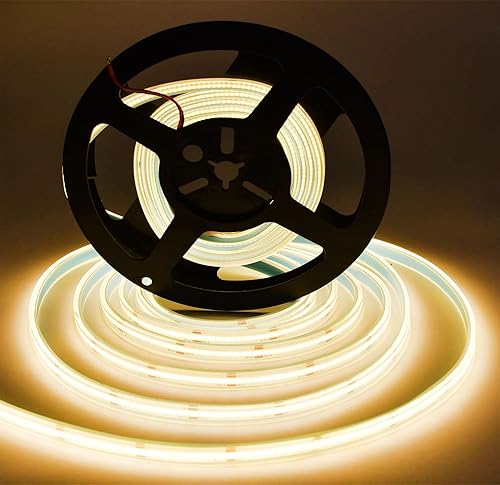 Miniatura 10 de Tira de luces LED, 16.4 pies16.4 ft DC12V de alta densidad, 320 LEDsM, tira de luz COB, 32000 lm, súper brillante, regulable, no impermeable, para