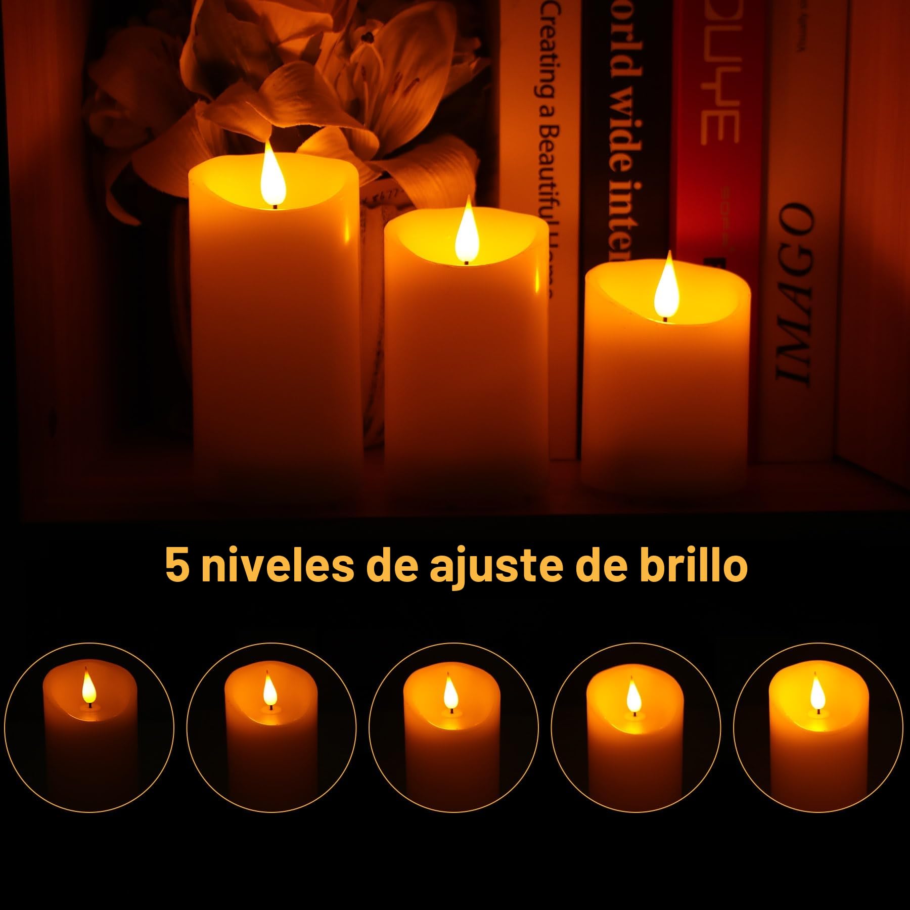 Forever Speed 3 Piezas Velas LED Recargable con Mando a Distancia, Regulable Velas Sin Llama con Cable de Carga USB para La Decoración Casera del Partido, Acampar, Boda, Regalos