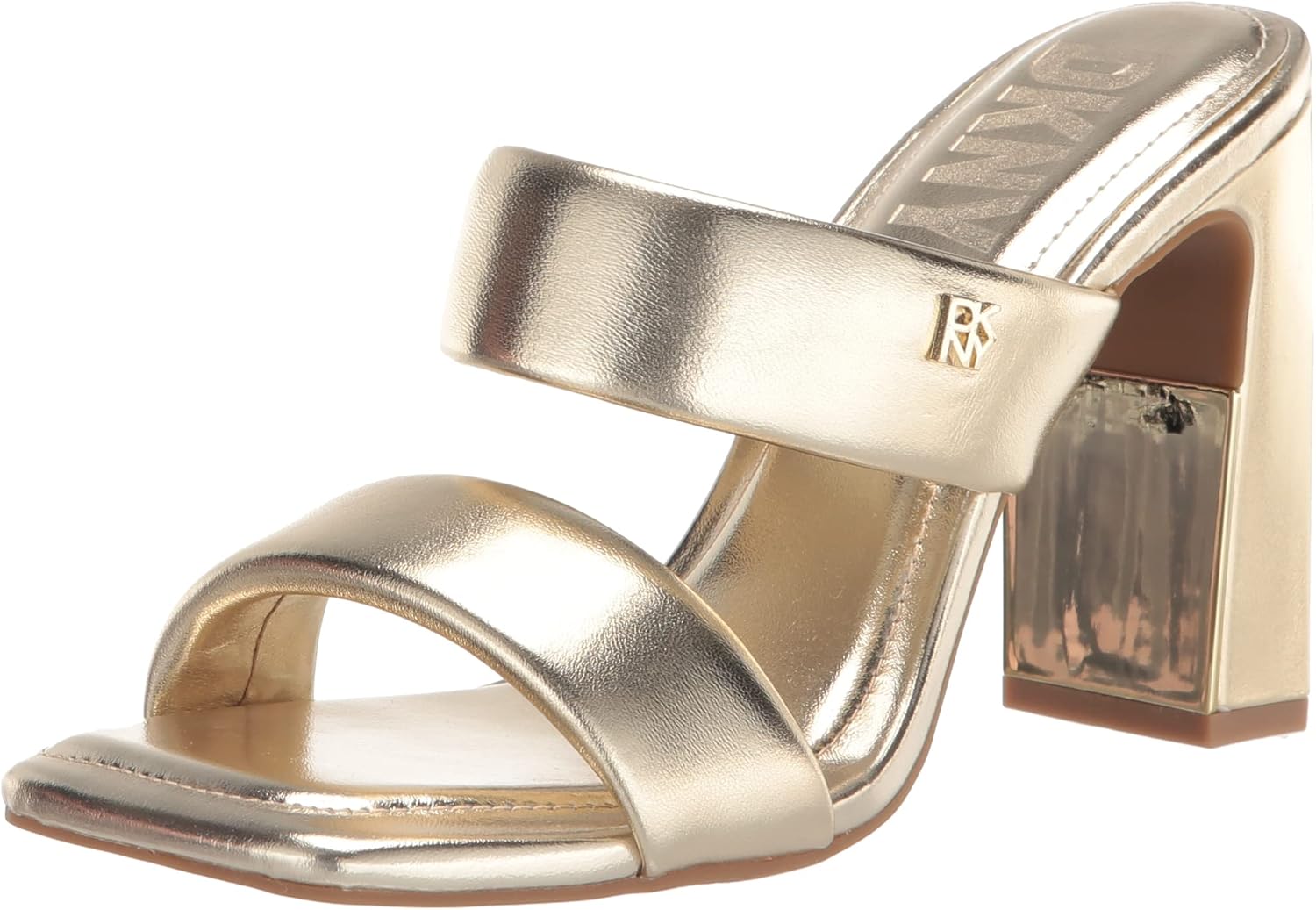 DKNY Women's Essential Halcott Flat Sandal, Platino, 7.5