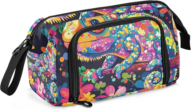 KLL Pen Case Large Capacity Box Pencil Case with Handle Pencil Case For Teen for Girls Kindergarten Beauty Chameleon