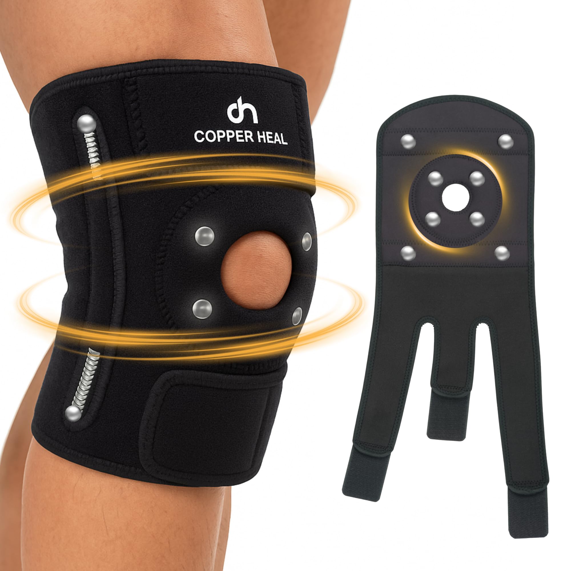 COPPER HEAL Rodillera magnética – Compresión de cobre para hombres y mujeres – Tamaño universal ajustable – Soporte para artritis, dolor, lesiones y recuperación