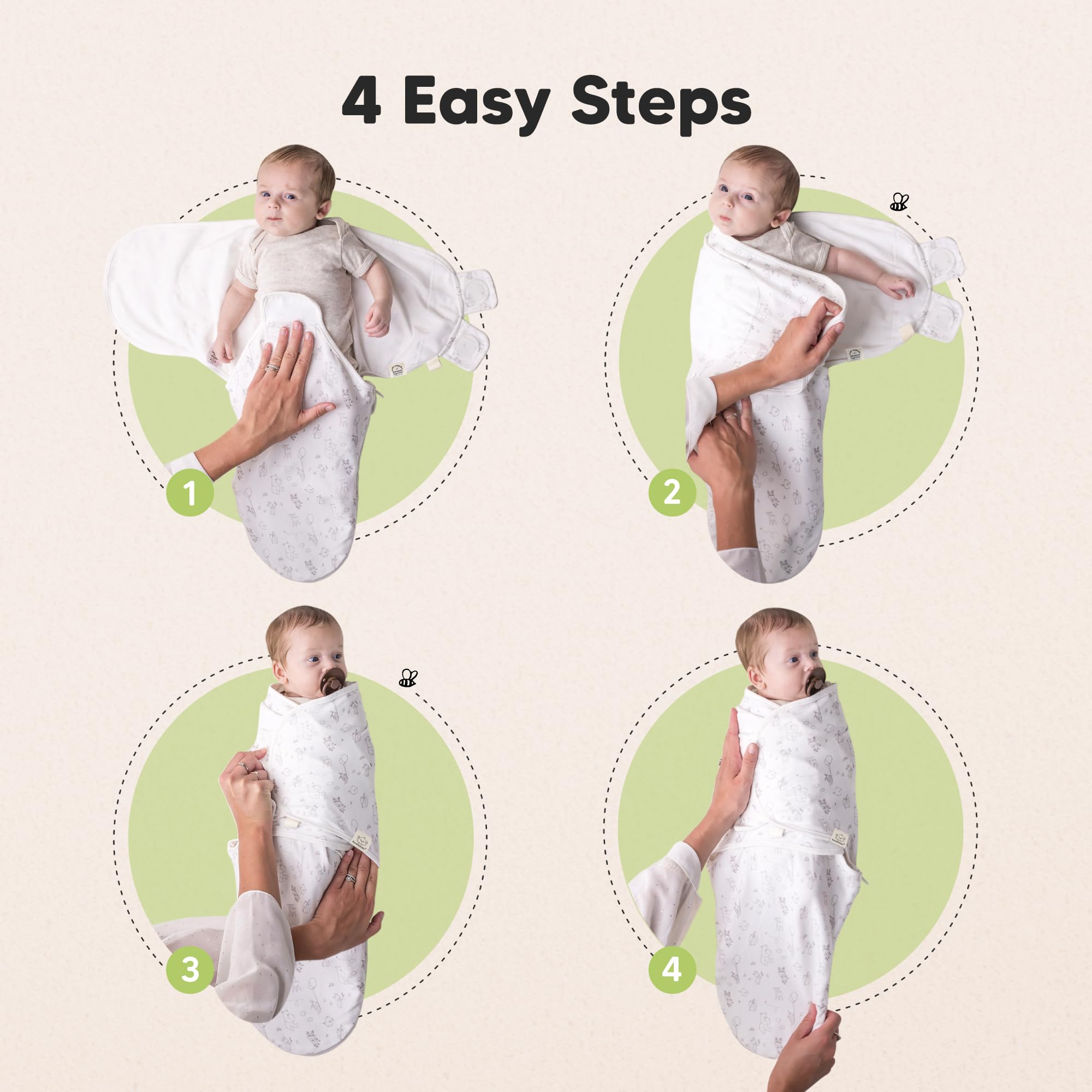 Confezione Da 3 Sacchi Nanna Per Neonati Con Cerniera - Sacco Nanna Per Neonati 3-6 Mesi, Fasce Per Neonati, Fasce Per Neonati Con Cerniera Facili Da Cambiare, Coperte Per La Cameretta (Aspire, L)