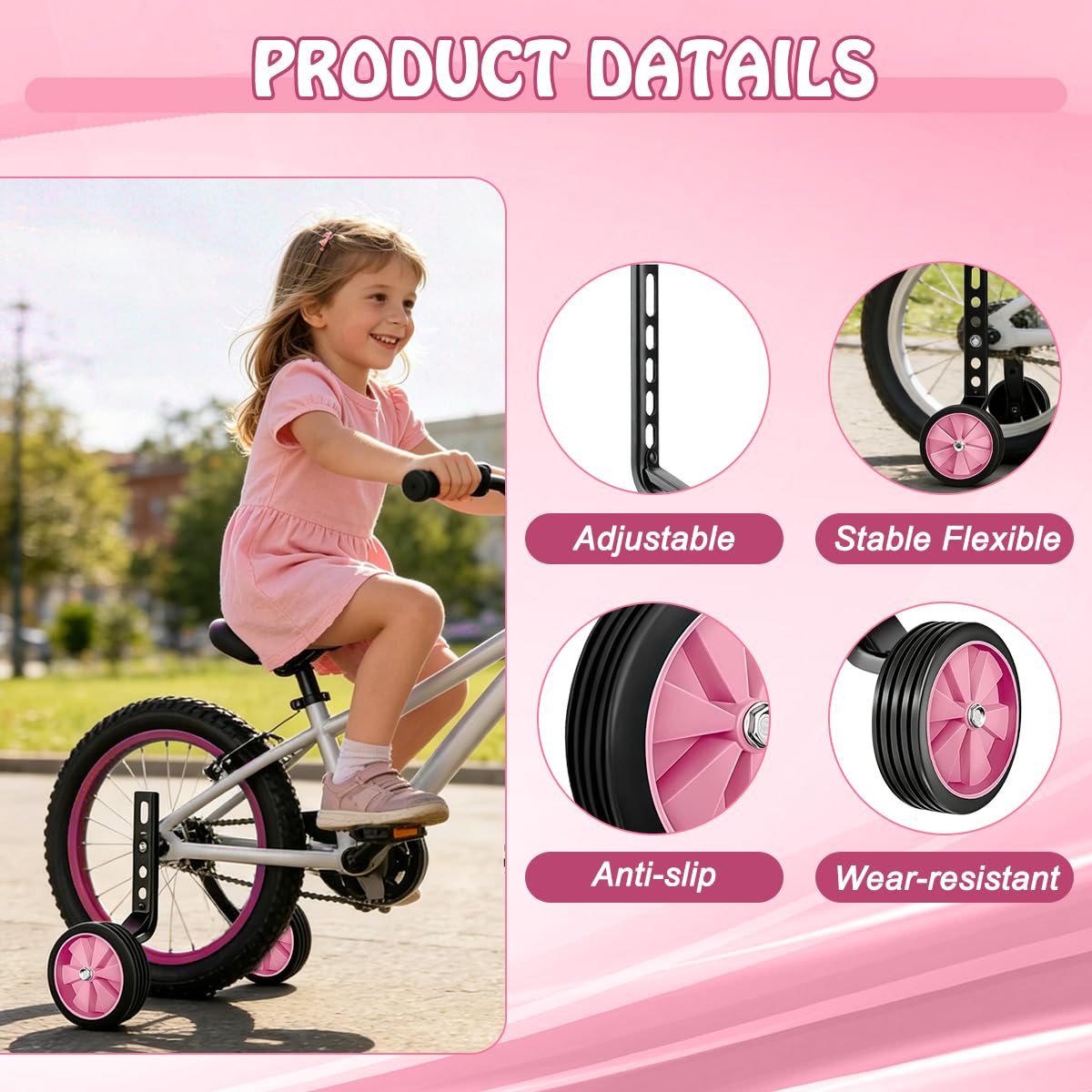 Paia Ruote Ausiliarie per Biciclette per Bambini, Training Wheels 12-20 Pollici