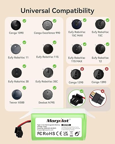 Miniatura 2 de Batería de repuesto de 3200 mAh para Eufy RoboVac 11s, adecuada para reemplazo de batería Eufy, para eufy 11 30 15C 15T 12 35C, para Ecovacs Deebot