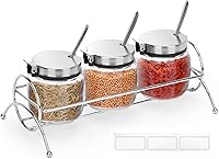 Vista 1 de only fire - Frasco para condimentos, recipiente para especias con tapas, cucharas de servir de acero inoxidable, estante base y etiquetas - botellas