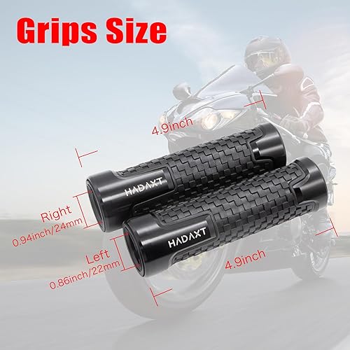 Miniatura 3 de Empuñaduras de mano para motocicleta de 78 pulgadas, 0.866 in, universal, CNC, patrón de cuadros de aluminio, antideslizante, agarre de manillar de