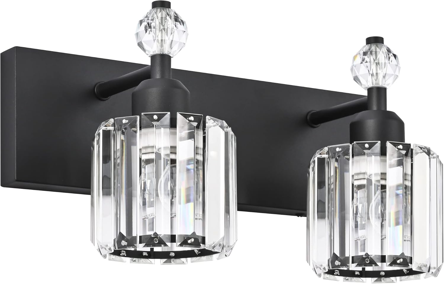 PRESDE 2 Lights Bathroom Vanity Lights Modern Crystal Black Bathroom