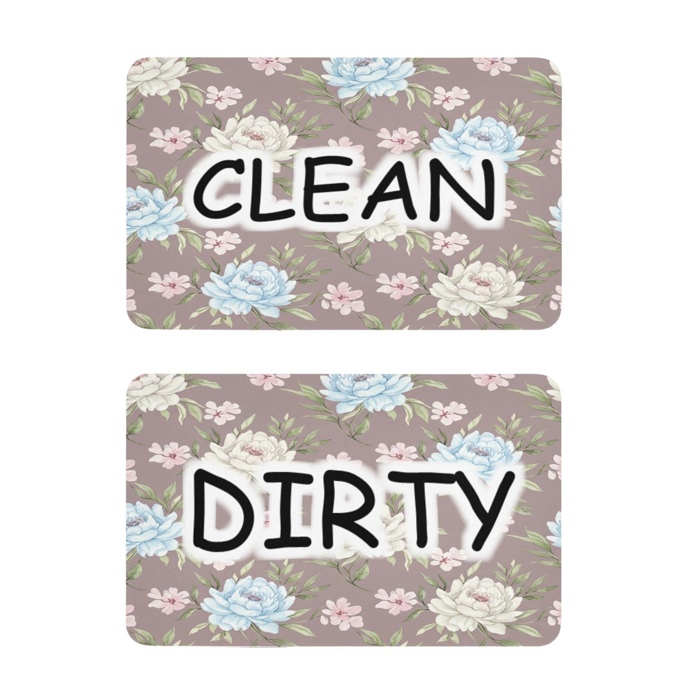 Kutsu Dishwasher Magnet Clean Dirty Sign Indicator, Floral Fridge Magnet, Easy to Read, 2 Pack