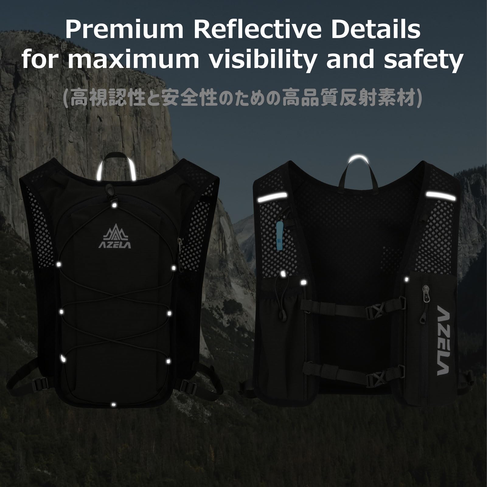 Azarxis Zaino da Corsa Ultraleggero 7L, con Sacca Idrica e Rete 3D - Solo 160g/170g, Strisce Riflettenti 360°, per Running e Ciclismo Uomo Donna