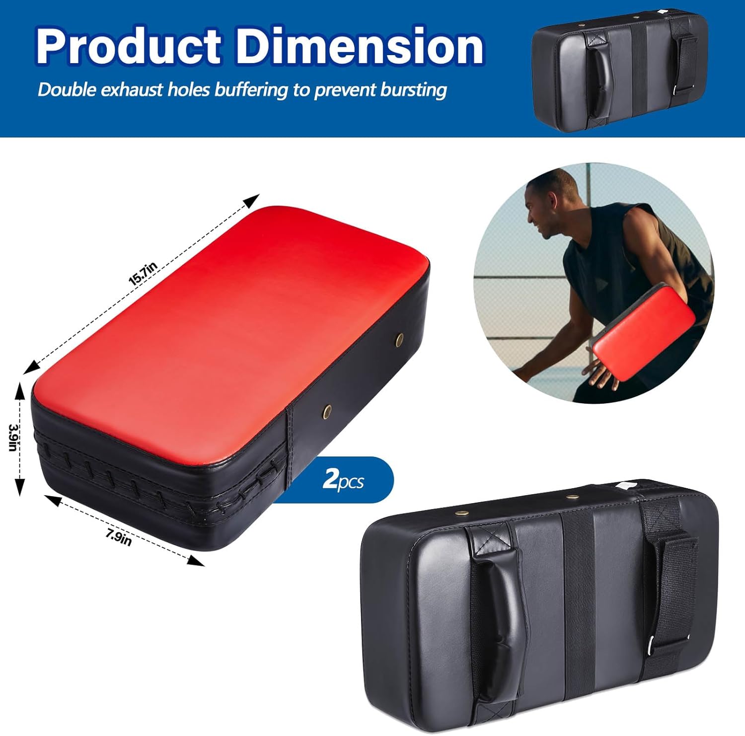 2 Pcs Contact Training Pad Basketball Pads for Training Blocking Pad Cushion PU Leather with Handles for Football Hockey Karate Kickboxing