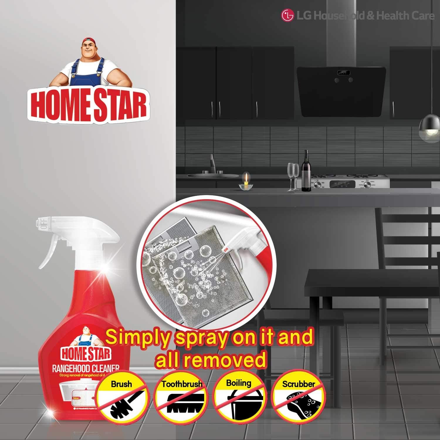 [LG][Homestar Max] Range Hood Filter Cleaner, Remove Embedded Stains From Filters - 2pack, 960ml