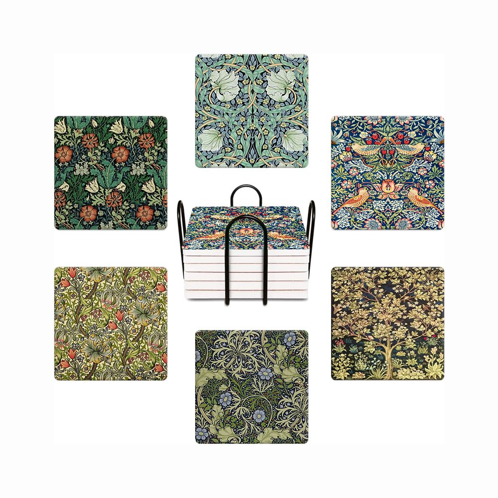 Drink Coasters - Water Lilies & Black Cat Set -7