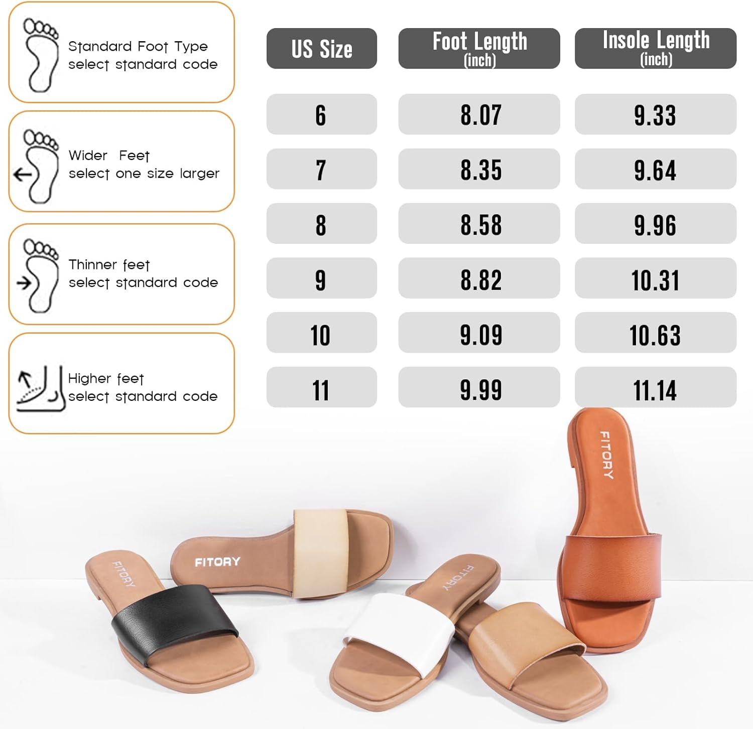 FITORY Women's Slide Sandals Fashion Square Open Toe with Cushioned Footbed Slippers for Beach Size - Image 6