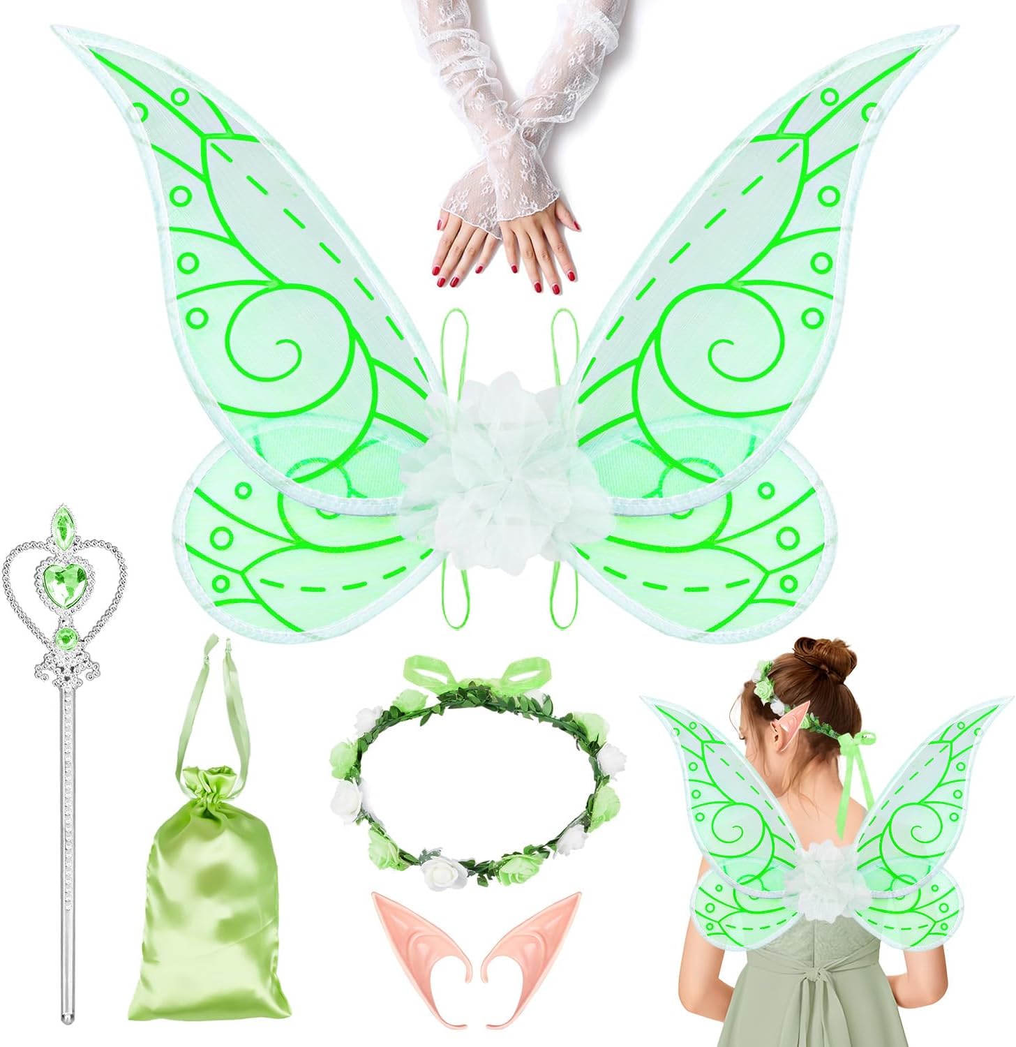 Humairc Fairy Costume Fairy Cosplay Woman Halloween Costume Elf Wing