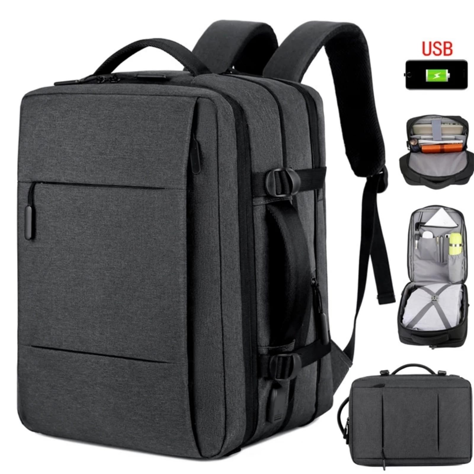 Mochila escolar Zaino per Laptop Aziendali di Grande capacità con Porta Ricarica, da Viaggio Resistente all'Acqua Viaggi Lavoro