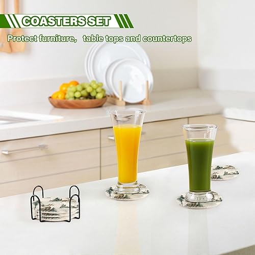 Miniatura 7 de White Deer Drink Cotton Coasters 4 Inch Holder Set of 6 Absorbent Coasters for Desk Homedecor Items Coffee Table Decor