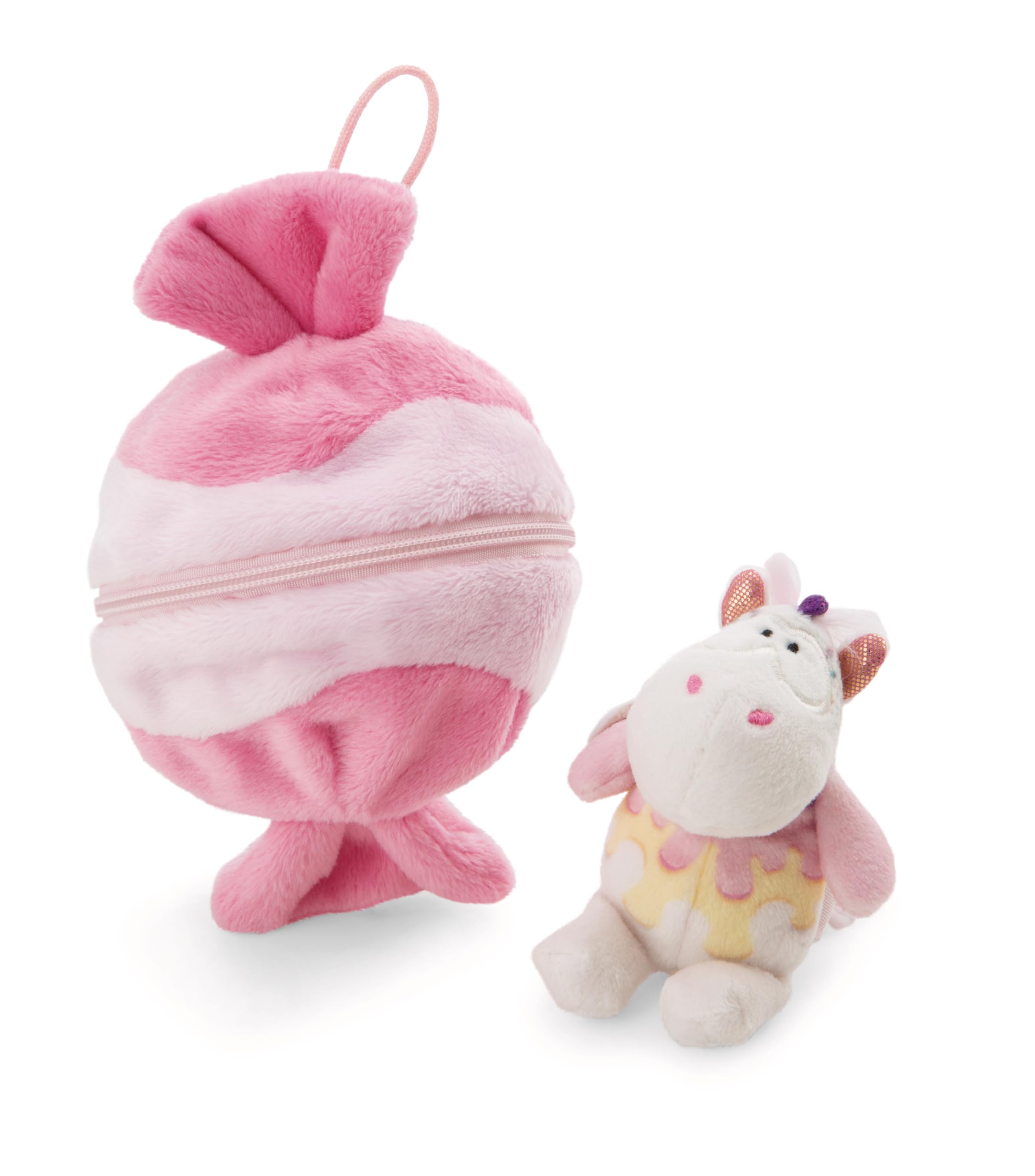 NICI Cuddly Plush Unicorn Sweety Rainbow 10 cm, in a Sweet with Loop, Colourful, Soft Plushtoy, Cute Stuffed Toy for Cuddling & Playing With, Great Gift Idea for Children and Adults, 61916